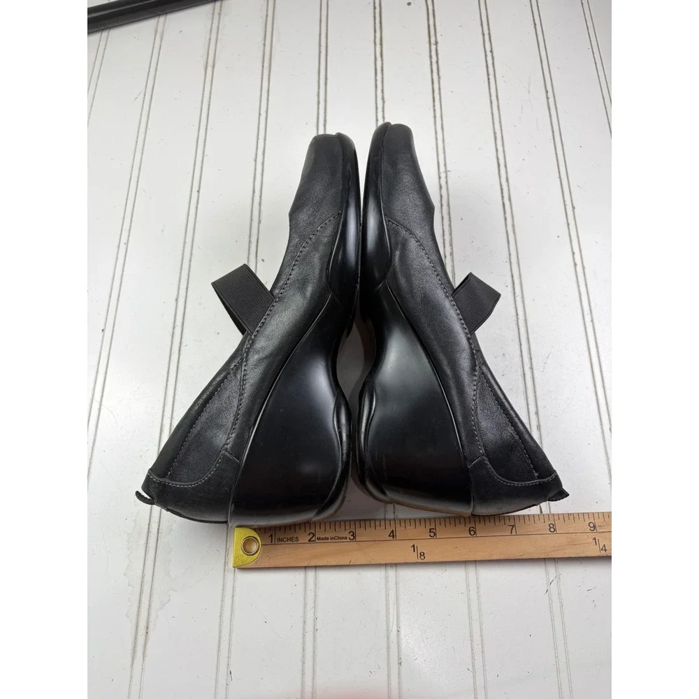 Naturalizer Ande Black Leather Mary Jane Comfort Wedges Women's Size 8.5